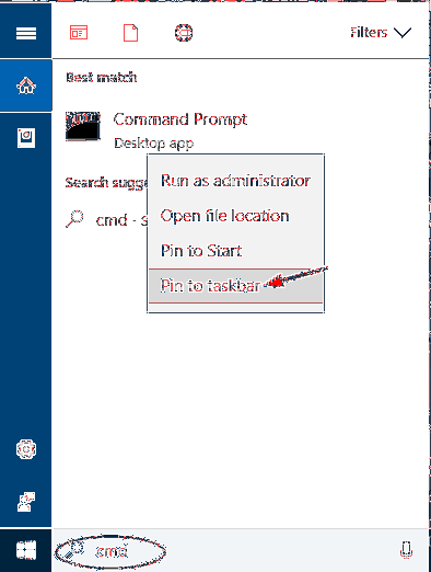 pin to taskbar command line windows 10