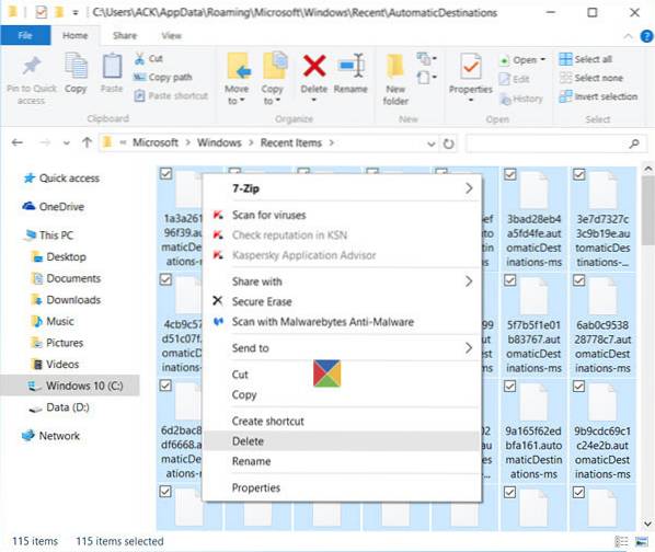 Rychlý přístup Windows 10 nefunguje