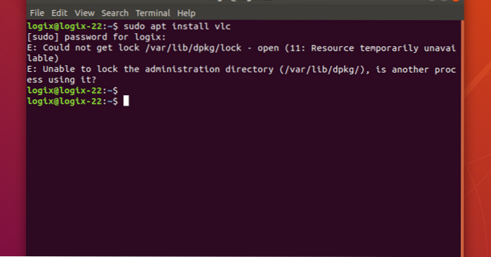 Raisons et solutions de l'erreur «Impossible de verrouiller (/ var / lib / dpkg /)» dans Ubuntu