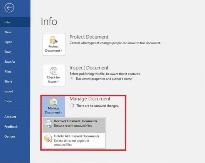 recover unsaved word document