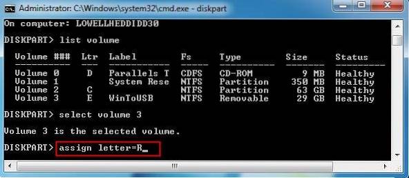 remove drive letter diskpart