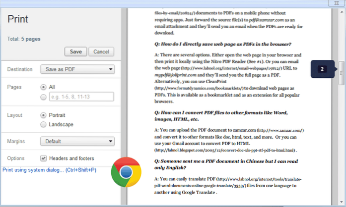 save page as pdf chrome