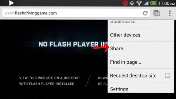 Share URL From One Browser to Another On Android