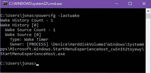 startmenuexperiencehost. wake timer