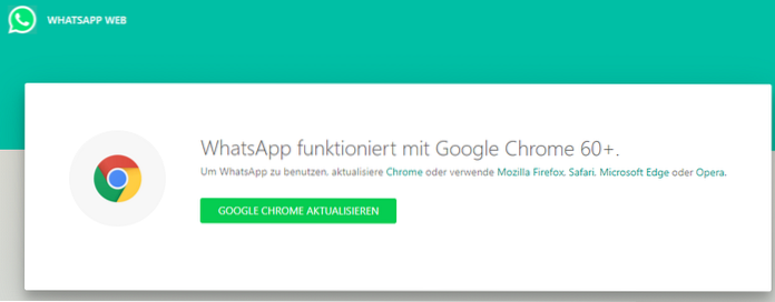 whatsapp fungerer med Google Chrome 60