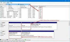 quale partizione dovrebbe essere attiva Windows 10