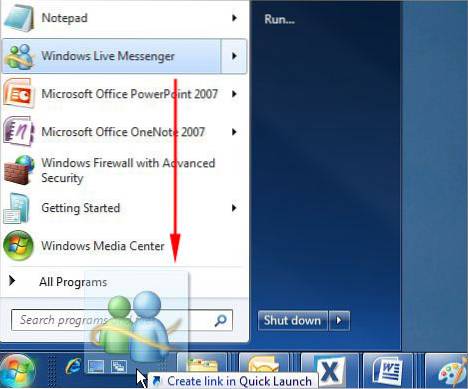 bara de instrumente de lansare rapidă win7