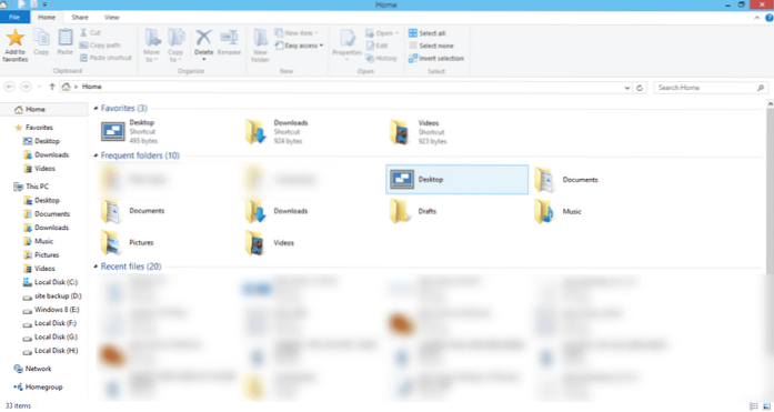Průzkumník souborů Windows 10 odebere oblíbené položky
