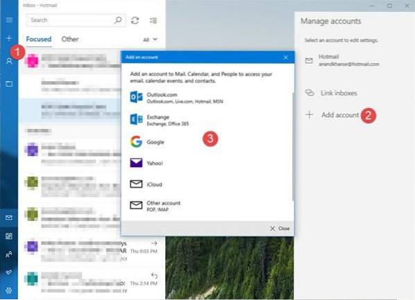 Windows 10 Mail App mehrere Konten