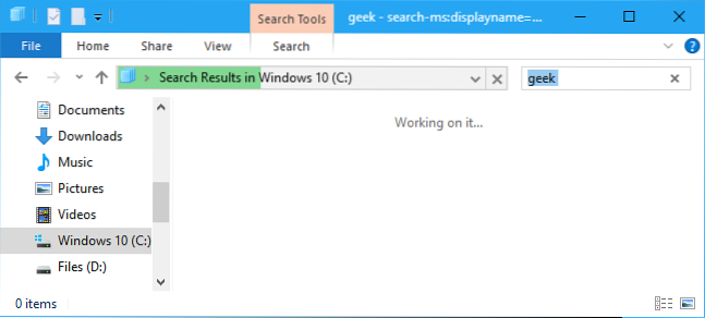 Windows 10 caută fișiere