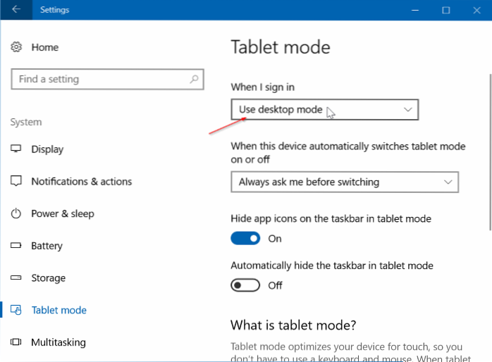 Windows 10 tablet-tilstand højreklik