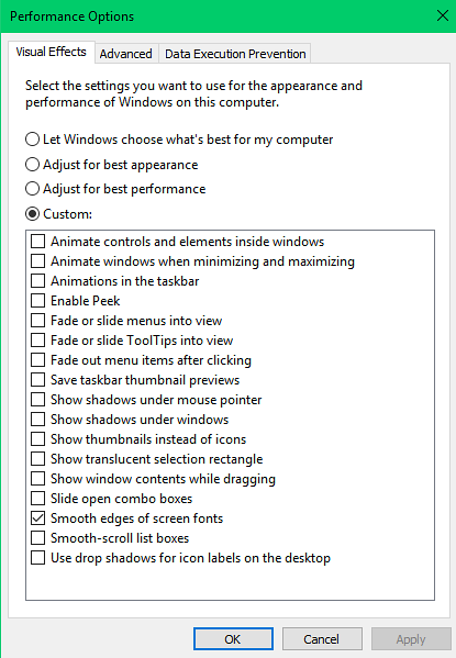 Windows 10 registry efecte vizuale