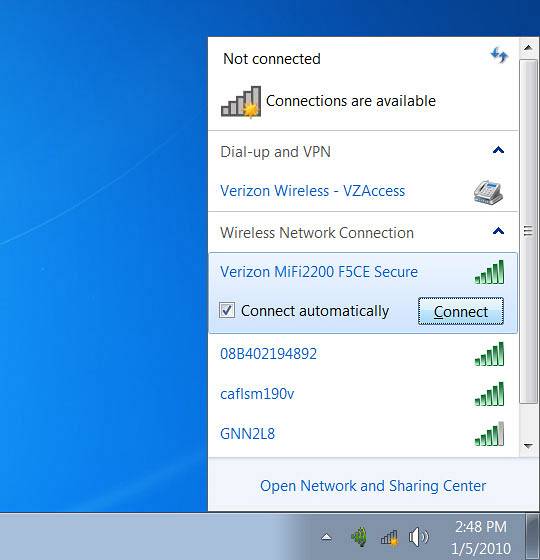 conexiune wifi Windows 7