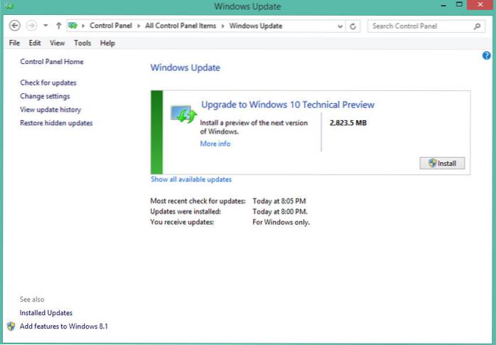 windows 8.1 atualização para o Windows 10