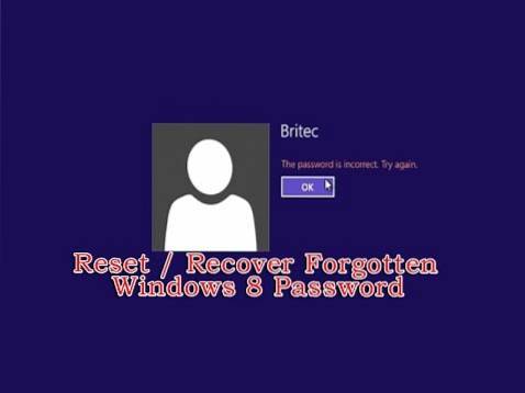 Windows 8 ha dimenticato la password