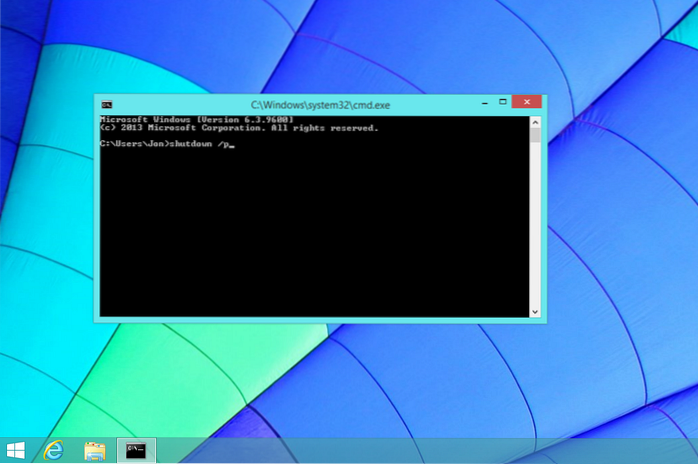 comando de desligamento do windows 8