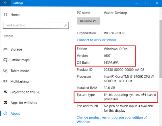versiunea Windows Build