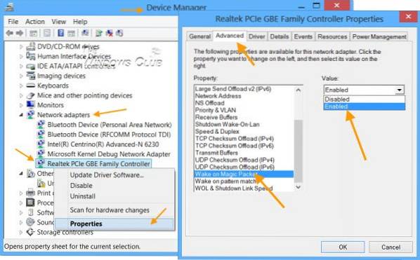 windows disable wake on lan
