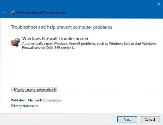 feilsøking for Windows-brannmur