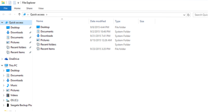 rychlý přístup systému Windows zmizel
