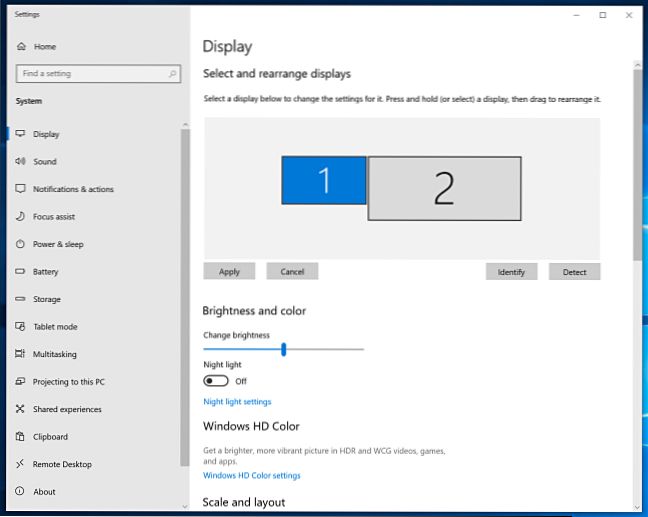 windows rearrange displays size