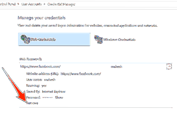 password salvate di Windows