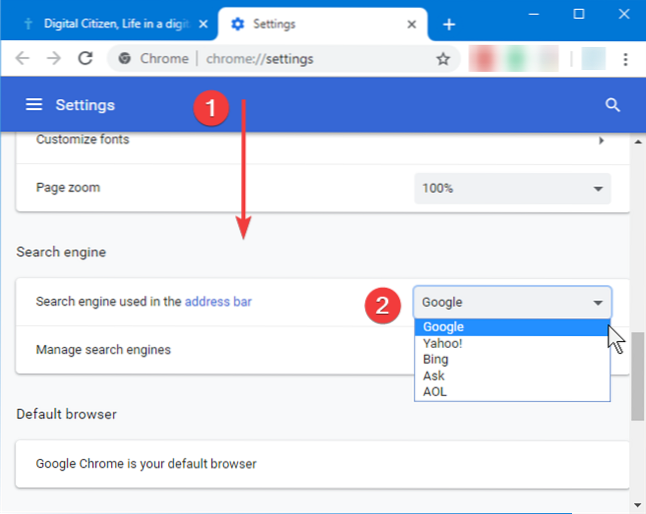 căutare Windows schimbă browserul