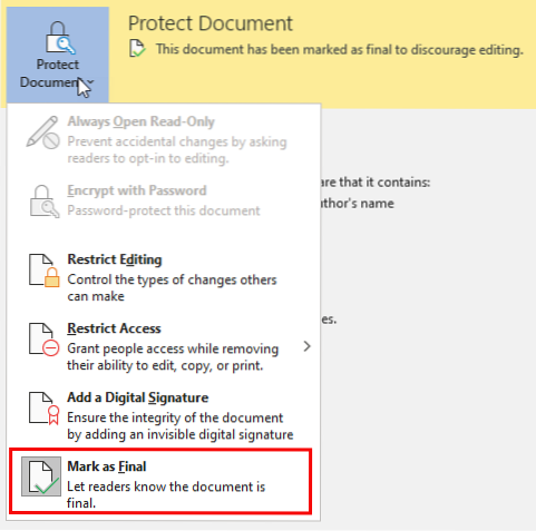 you can t make this change because the selection is locked word