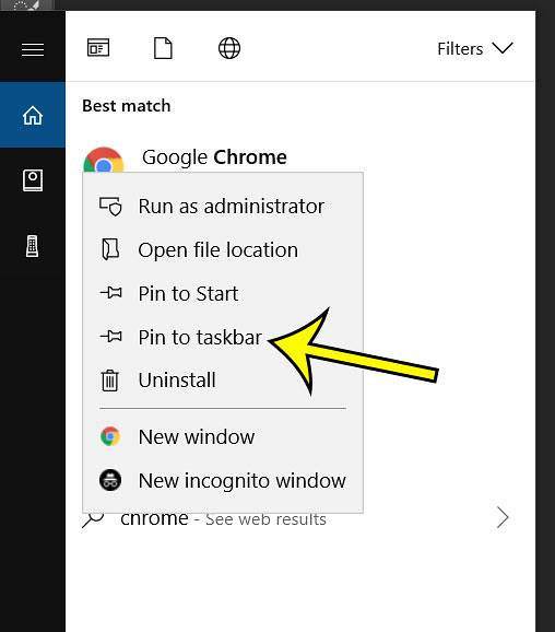 přidat google na hlavní panel Windows 10
