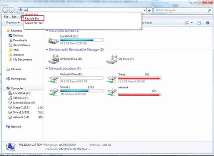 tilføj papirkurven til desktop windows 7