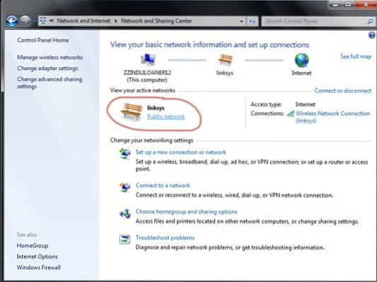 verander openbaar netwerk naar home windows 7