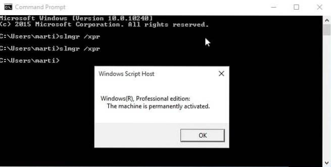 verificați dacă Windows 10 este activat cmd