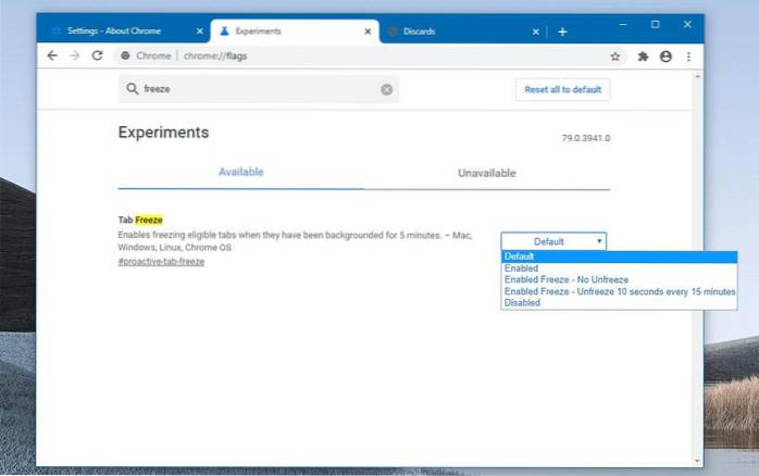 chrom 84 záložka zmrazení