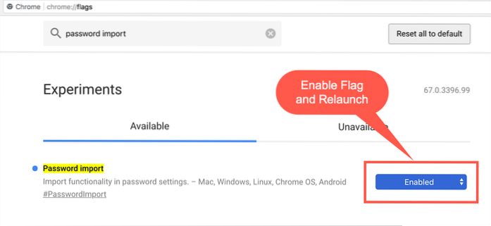 contraseñas de importación de android de Chrome