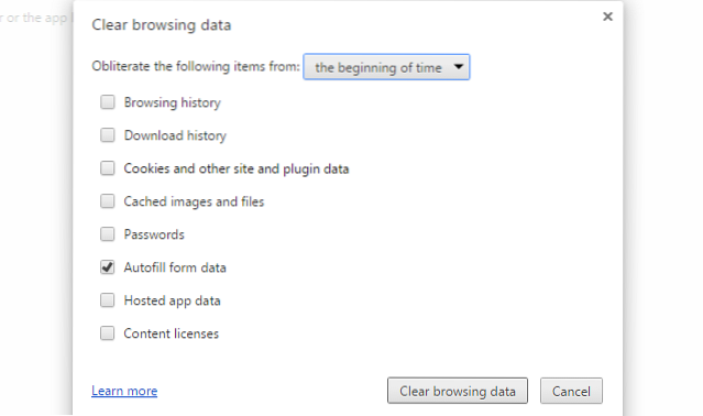 chrome wyczyść dane autouzupełniania