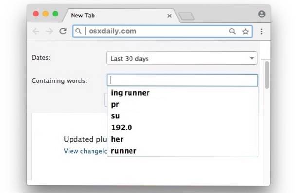chrome cancella i suggerimenti di input