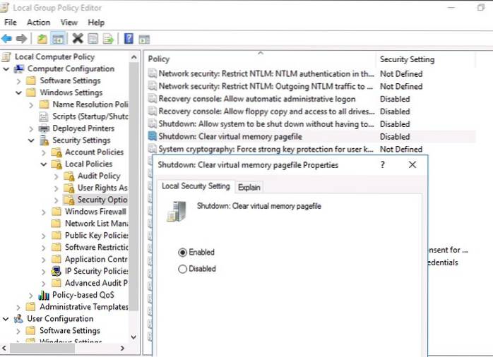 limpar arquivo de paginação