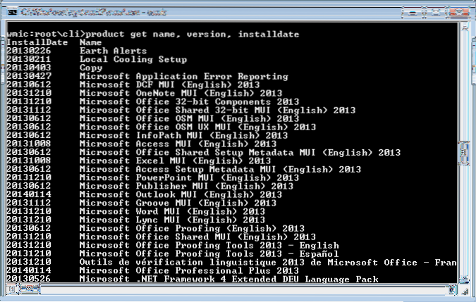 liste cmd programmes installés