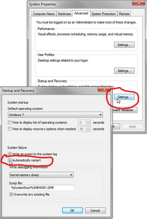 computer reboot after shutdown
