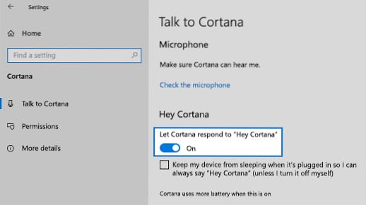 Cortana aus dem Schlaf erwachen