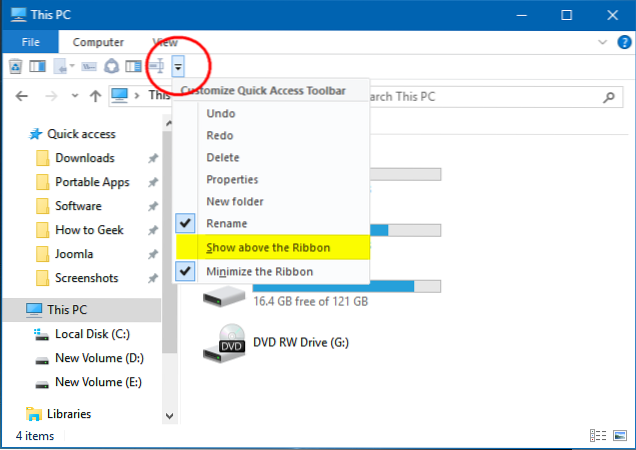 přizpůsobte rychlý přístup k Windows 10