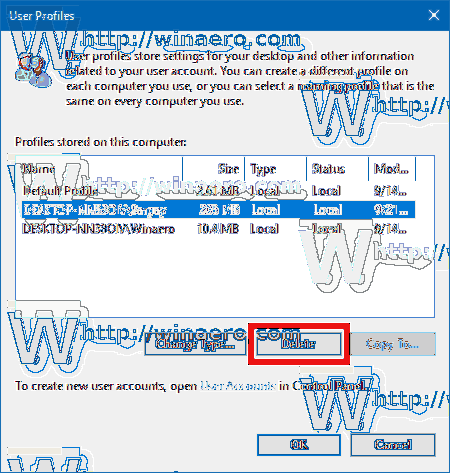 smazat účet v systému Windows 10