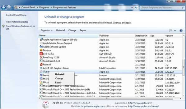 deletar windows 10 do itunes