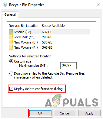 deshabilitar la confirmación de eliminación de Windows 10