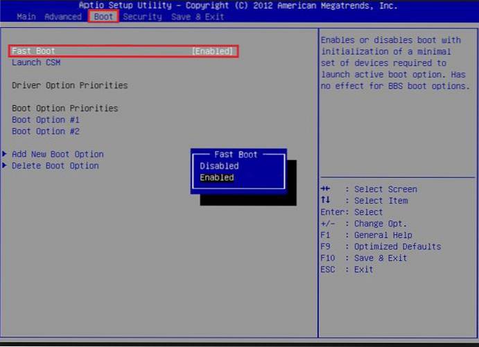 deaktiver hurtigstart-bios