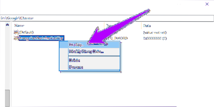 desativar o cromo de navegação privada