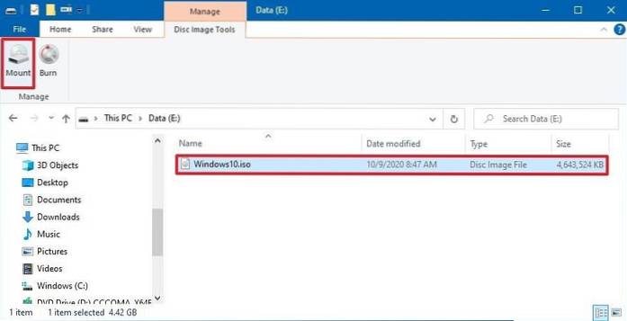 outils d'image de disque windows 10