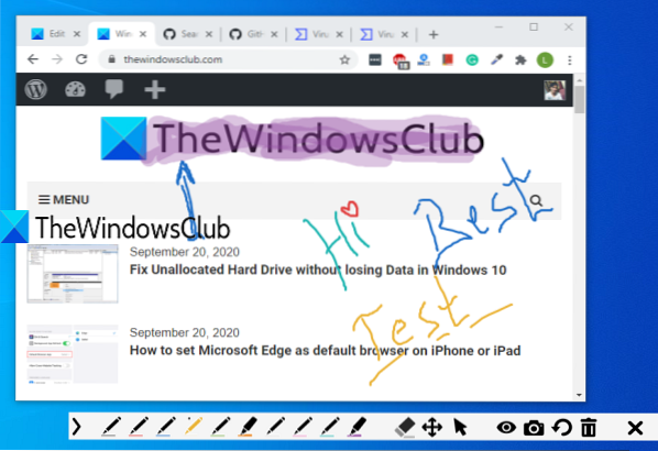 disegnare sullo schermo Windows 10