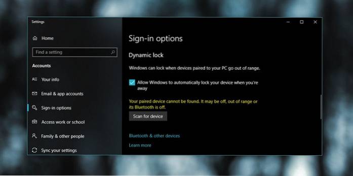 Windows 10 del blocco dinamico non funziona