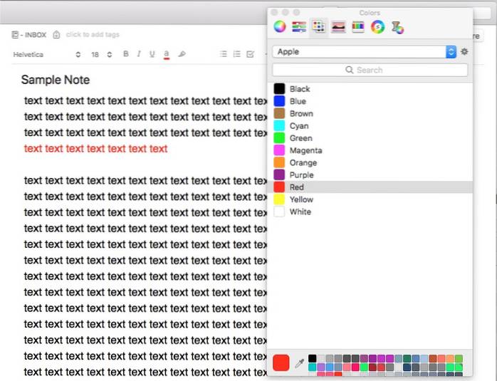 evernote change text color